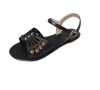 HAOLEI Sandalen Damen Leichte Bequeme Sommer Sale Angebote Sandaletten Elegante Schöne Große Hohle Sandalen Mit Flacher Schnalle Zum Tragen Von Leichten Strandsandalen Mit Nieten Im Ethno Stil