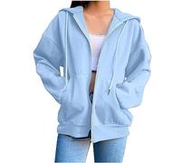 HAOLEI Sweatjacke Damen Elegant Schick, Hoodie Casual Mode, Strickjacke Hochwertige, Sportjacke Weich Und Bequem, Damenmode Einfarbig Kapuzentasche Langarm Sweatshirt Cardigan Reißverschluss Top