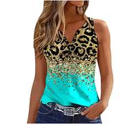 HAOLEI Tank Tops Damen Lässige Modische Tank Top Schicke Elegante Sale Unterhemden Leichte Atmungsaktive, Bedrucktes Ärmelloses Tanktop Mit Knopf Und V-Ausschnitt Top Weiche Bequeme