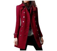 HAOLEI Winterjacke Damen Stylisch, Sale Strickjacke Warme Bequem, Mantel Mit Langen Ärmeln Blazer Windjacke V-Ausschnitt Aus Tweed Mit Knöpfen, Übergangsjacke Tolle Lässig, Windbreaker Elegant Schick
