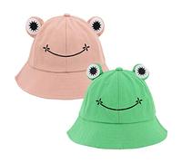 Haoohu Fischerhut für Erwachsene, Frosch, Baumwolle, Fischer, Strand, Festival, Sonnenhut für Kostümpartys, Grün und Rosa, Einheitsgröße