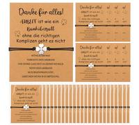 HAOWANWW 12 Pack Vierblättriges Kleeblatt Armband, Glücksbringer Kleeblatt Armband, Verstellbare Wunscharmbänder Handgefertigte Schnur Freundschaftsarmband mit Karten Abschiedsgeschenk für Damen