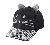 haozaikeji Baseballcap Glitzer Basecap Kinder Kappe Jungen Mädchen Baseballkappe Strass Kinderhut Katze Sonnenschutz Schirmmütze Faltbar Cap Atmungsaktiv Sonnenhut Verstellbar Kindermütze