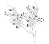 HAPINARY Eleganter Brauthaarschmuck Seitlicher Kamm aus Legierung mit Kristallen und Imitationsperlen Leicht und Bequem für Hochzeit und Brautfrisur 1 Paar Silberfarbene Haaraccessoires