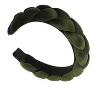 HAPINARY Geflochtener Haarreif Dunkelgrün Samt Breites Haarband 3,5cm Damen Haarband Für Besondere Anlässe Wie Partys Und Verlobungen 17,5 x 15,5cm