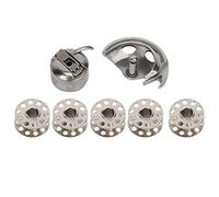 Hapivida Nähmaschinenspulen, Hochwertiges Metall-Spulen Set mit 5 Spulen und Shuttle Haken für Haushaltsnähmaschinen im Alten Stil, Nähzubehör für Handwerk und Heimwerken
