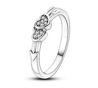 Hapour 925 Sterlingsilber Herz-Ring - Zeitloser Ewigkeits-Schichtring mit dezenter Zirkonia-Besetzung - Ein zartes Symbol für Liebe, Verlobung oder Jubiläum