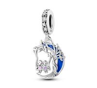 Hapour Charms kompatibel mit Pandora-Armbändern baumelnde Charms aus Sterlingsilber für Armbänder Halsketten Herz Schmetterling Tier Reise Sonnenblume Mond Baum süße Katzenanhänger Perlen-DIY-Charm