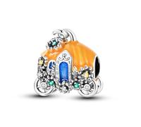 Hapour Kürbiskutschen-Reiseanhänger aus 925er Sterlingsilber Perlenanhänger für Armbänder und Halsketten mit 5A-Zirkonia Halloween-Geschenke Glückssymbol-Schmuck für Frauen und Mädchen