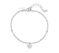 Happiness Boutique Damen Armband Herz Anhänger aus Muschelschale Filigrane Kugel Armkette aus Edelstahl in Silberfarbe