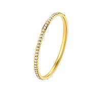 Happiness Boutique Damen Band Ring vergoldet Dünner Ring aus Edelstahl Stapelring mit Zirkonia Zierlicher Damen Ring in Gold