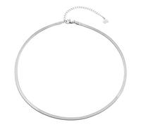 Happiness Boutique Damen Flache Schlangenkette in Silberfarbe | Schlichte Kette ohne Anhänger aus Edelstahl