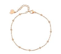 Happiness Boutique Damen Fußkettchen mit Kugeln dünne verstellbare Fußkette mit Metallperlen aus Edelstahl Wasserfester Fußschmuck