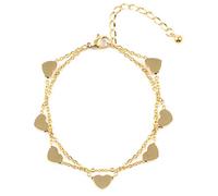 Happiness Boutique Damen Herz Armband in Goldfarbe | Mehrreihiges Armband Zarte Armkette Schmuck aus Titan