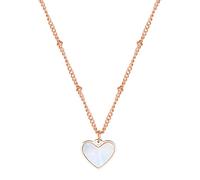 Happiness Boutique Damen Kette Herz Anhänger aus Muschelschale Frauen Halskette aus Edelstahl in Rosegold Farbe