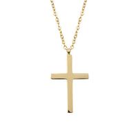 Happiness Boutique Damen Kette mit Kreuz Anhänger in Goldfarbe | Filligrane Halskette Edelstahlschmuck
