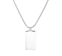 Happiness Boutique Damen Kette Viereck Anhänger Frauen Plättchen Halskette aus Edelstahl in Silberfarbe