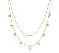 Happiness Boutique Damen Kreis Kette Mehrreihige Frauen Halskette mit Plättchen Anhängern aus Edelstahl in Rosegold Farbe