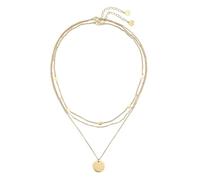Happiness Boutique Damen Layering Ketten Set Vergoldet | 2er Halsketten Set - Kurze Kreis Kette und Zweireihige Kette mit Plättchen Anhänger