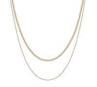 Happiness Boutique Damen Mehrreihige Kette in Goldfarbe Zweireihige Schlangenkette Minimalist Schmuck aus Edelstahl