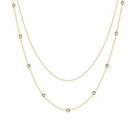 Happiness Boutique Damen Mehrreihige Kette Vergoldet Filigrane Layering Halskette aus Edelstahl mit Kügelchen