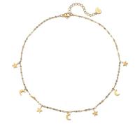 Happiness Boutique Damen Stern und Mond Choker | Wasserfeste Halskette | Hochwertige Kette mit Stern- und Mond-Anhängern in Gold - Roségold, Silber