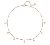 Happiness Boutique Damen Stern und Mond Choker | Wasserfeste Halskette | Hochwertige Kette mit Stern- und Mond-Anhängern in Gold - Roségold, Silber