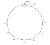 Happiness Boutique Damen Stern und Mond Choker | Wasserfeste Halskette | Hochwertige Kette mit Stern- und Mond-Anhängern in Gold - Roségold, Silber