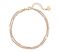 Happiness Boutique Doppelreihiges Damen Fußkettchen aus Edelstahl | Dünne Verstellbare Zweireihige Fußkette in Gold - Rosegold, Silber | Wasserfeste Fußkette mit Metallperlen