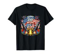 Happy 250th Birthday USA 4th July US Flag Clarinets Floral T-Shirt