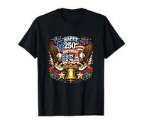 Happy 250th Birthday USA 4th July US Flag Eagles Floral T-Shirt