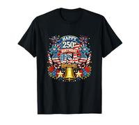 Happy 250th Birthday USA 4th July US Flag Seahorses Floral T-Shirt