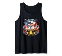 Happy 250th Birthday USA Floral 4th July US Flag Librarian Tank Top