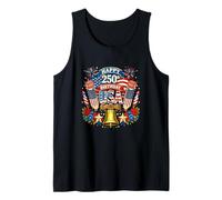 Happy 250th Birthday USA Floral 4th July US Flag Teacher Tank Top