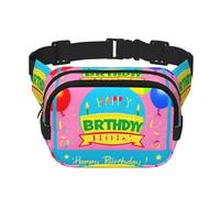 Happy Birthday Ballon-bedruckte modische Crossbody-Tasche, Wander-Hüfttasche, quadratisch, doppellagig, Reise- und Fitness-Umhängetasche