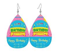 Happy Birthday-Ballon-Muster in Tropfenform, modische Ohrringe geeignet für Arbeit, Dating, Urlaub