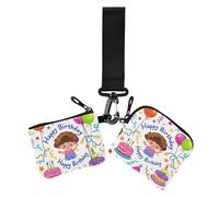 Happy Birthday Kuchen Ballon Bunte Damen Dual Wallet Visitenkartenetuis Niedlich Mode Kleingeld Geldbörse Geldbörse mit Armband für Frauen 2 Stück, Happy Birthday Kuchenballon bunt, 1 size, Casual