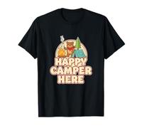 Happy Camping Bear Camper Zelt Marshmallow Lustig Retro T-Shirt