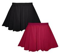 Happy Cherry 2 Stück Mädchen Ballettrock Damen Ballett Wickelrock Transparentem Chiffon Tanz Rock mit Elastischem Bund Classic Ballett Tüllrock in Rot Schwarz 160