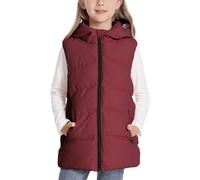 Happy Cherry - Ärmellose Winterjacke Kinder Jungen mit Kapuze Mädchen Weste Winter Warme Daunenweste Kleinkind Gepolsterte Kinderweste mit Reißverschluss Schule Outdoor Sport - 122-128 - Rot