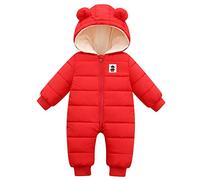 Happy Cherry - Baby Overall Winter Junge Mädchen Schneeanzug Kleinkind Spielanzug Warmer Dicker Kinder Strampler Lange Ärmel Jumpsuit Schneenanzüge Wintermantel - 0-3 Monate - Rot
