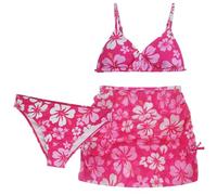 Happy Cherry - Bademode Bikini Sets Mädchen Teenager für Schwimmen Strand Surfen Tankini Badeanzug Sommer 3-teiliges Schwimmanzug-Set Swimsuit Bikini-Oberteil Slip Rock - 12-13 Jahre - Rosa