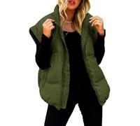 Happy Cherry Damen Gilet mit Vollreißverschluss Weste Winterwarme Puffer Weste Jacken Leichtes Weiches Gilets Winddichtes Weste Grün XL