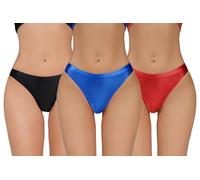 Happy Cherry Damen Unsichtbare Unterhosen mit Niedriger Taille Weiche Seidige Dehnbare Cheeky Höschen Elastisch Nahtlose Basic Höschen Panties Schwarz Blau Rot L