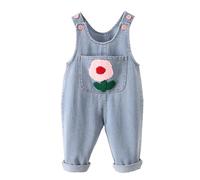 Happy Cherry Denim-Overall für Kleinkinder Unisex Baby Jeans Latzhose Ärmelloser Jumpsuit Lose Strampelhose für Sommer Herbst 100CM