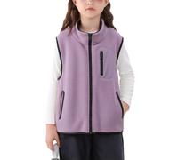 Happy Cherry - Fleeceweste Kinder Warme Winter Weste Jungen Mädchen Winterjacke Ärmellose de Polar Stehkragen Kleinkind mit Reißverschluss für Outdoor Schule Sport - 110-116 - Lila