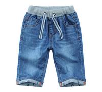 Happy Cherry Kinder Jeans Shorts Jungen mit Taschen Kurze Hose Bermuda Jeans mit Kordelzug Sommer Jeanshose Denim Shorts Stil 1 Alter geeignet für 4-5 Jahre alt
