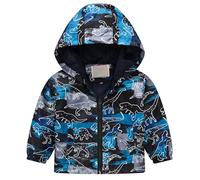 Happy Cherry - Kinder Übergangsjacke Dinosaurier Jacke mit Kapuze Junge Mädchen Winddicht Outdoorjacke Leichte Jacken Winterjacke Cartoon Aufdruck für Schule Outdoor - 2-3 Jahre - Schwarz
