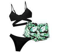 Happy Cherry - Mädchen Bikini Tankini Sets Teenager für Schwimmen Strand Surfen Badeanzug Sommer Bademode Schwimmanzug-Set Badebekleidungsset UV-Schutz Bikini-Oberteil Slip Hosen - 8-9 Jahre - Grün