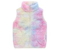 Happy Cherry Mädchen Rosa Fleece-Weste Flauschig Atmungsaktive Outdoor Warm Herbst Winter 7-8Jahre